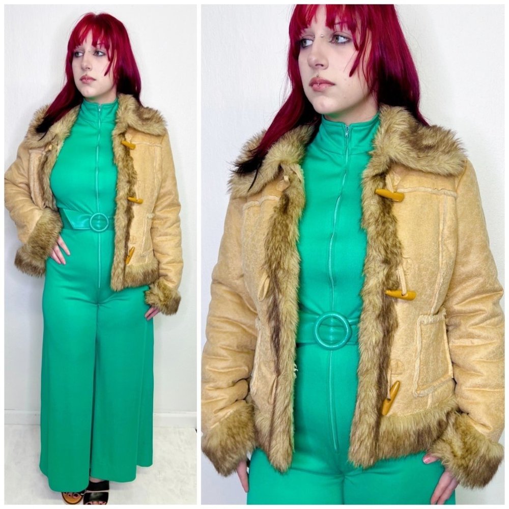 Vintage Y2K Faux Fur Shearling Almost Famous Short Jacket Size Large Penny Lane